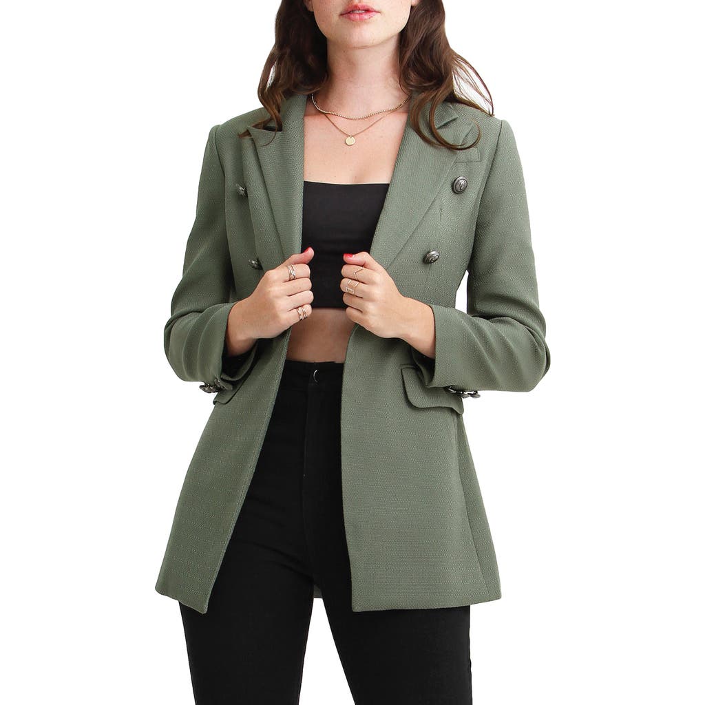 Belle & Bloom Princess Polly Textured Double-Breasted Blazer in Military at Nordstrom Rack, Size Medium