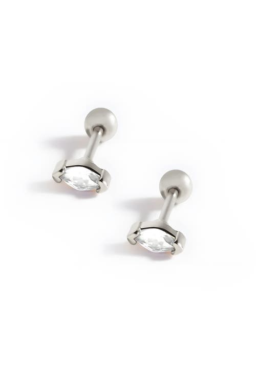 Mint & Lily Marquis Gemstone Sleeper Stud Earrings In Metallic