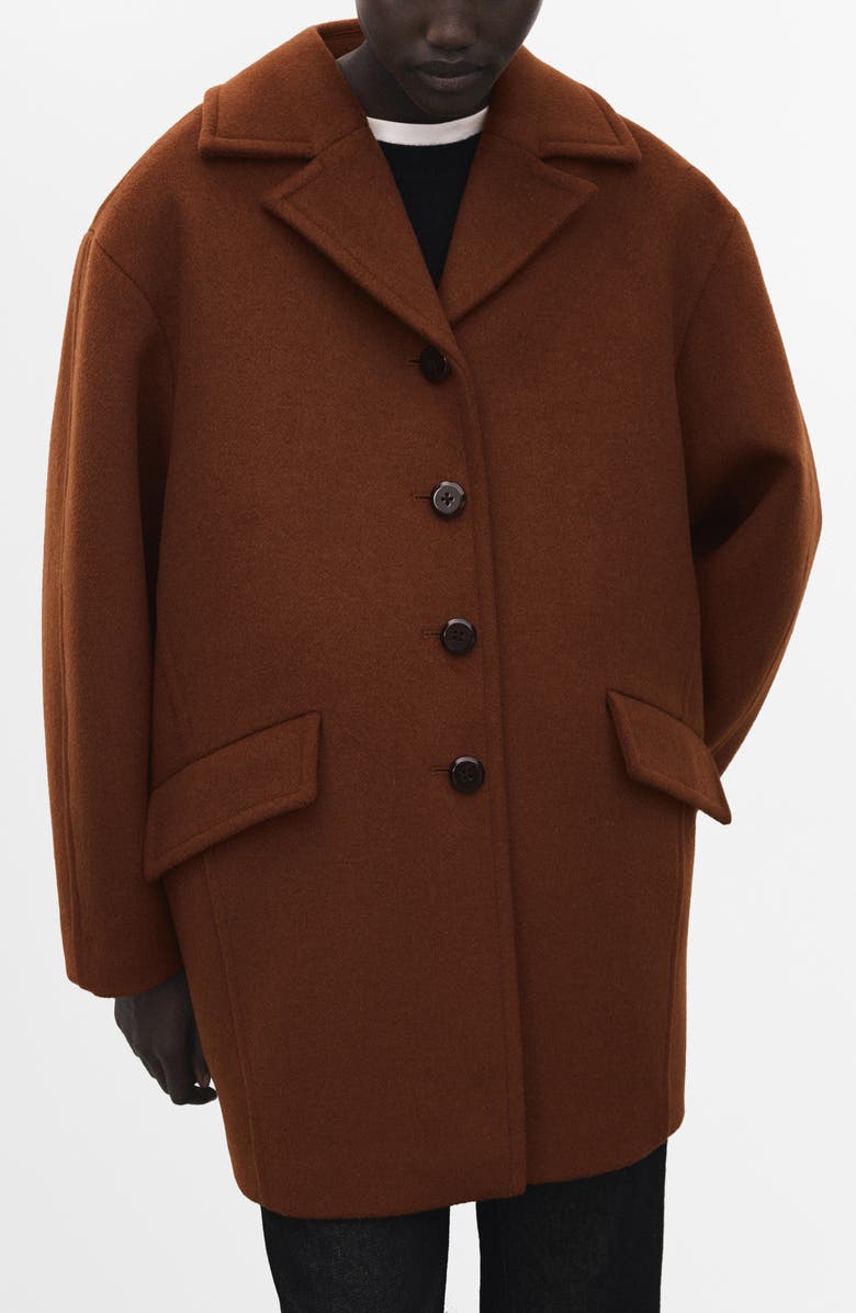 MANGO Wool Blend Coat, Main, color, Medium Brown