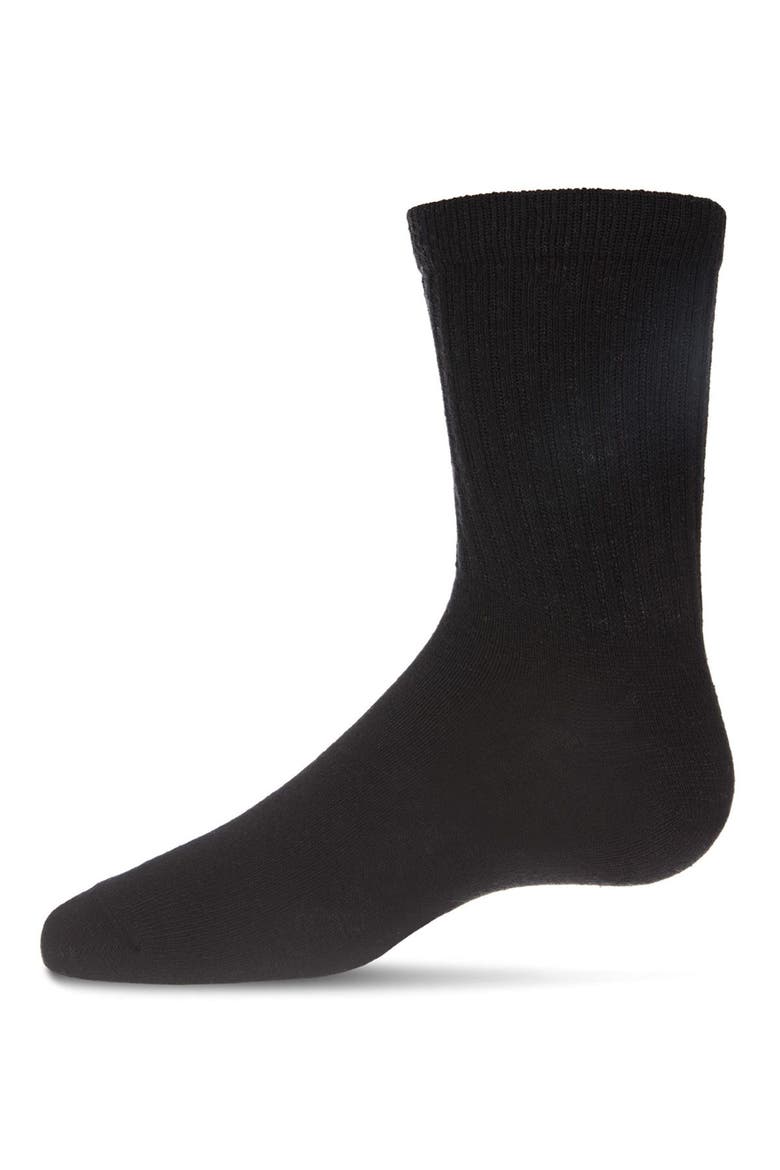 Boys' 3 Pair Pack Ribbed Cotton Blend Crew Sport Socks, Alternate, color, Black