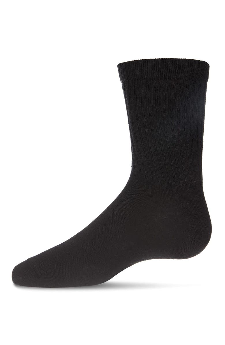 MK-10955 Boys' 3 Pair Pack Ribbed Cotton Blend Crew Sport Socks, Alternate, color, Black
