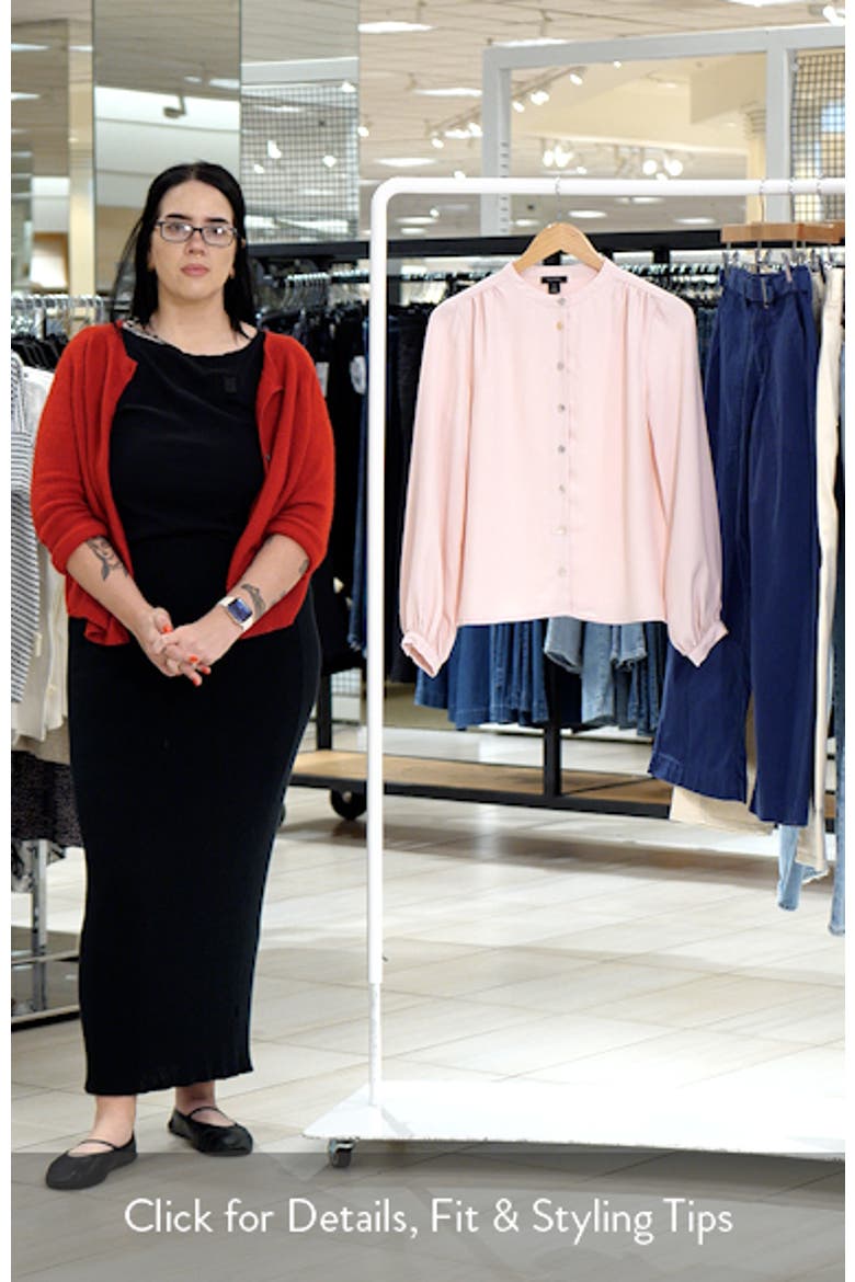 Shirred Mock Neck Button-Up Shirt video