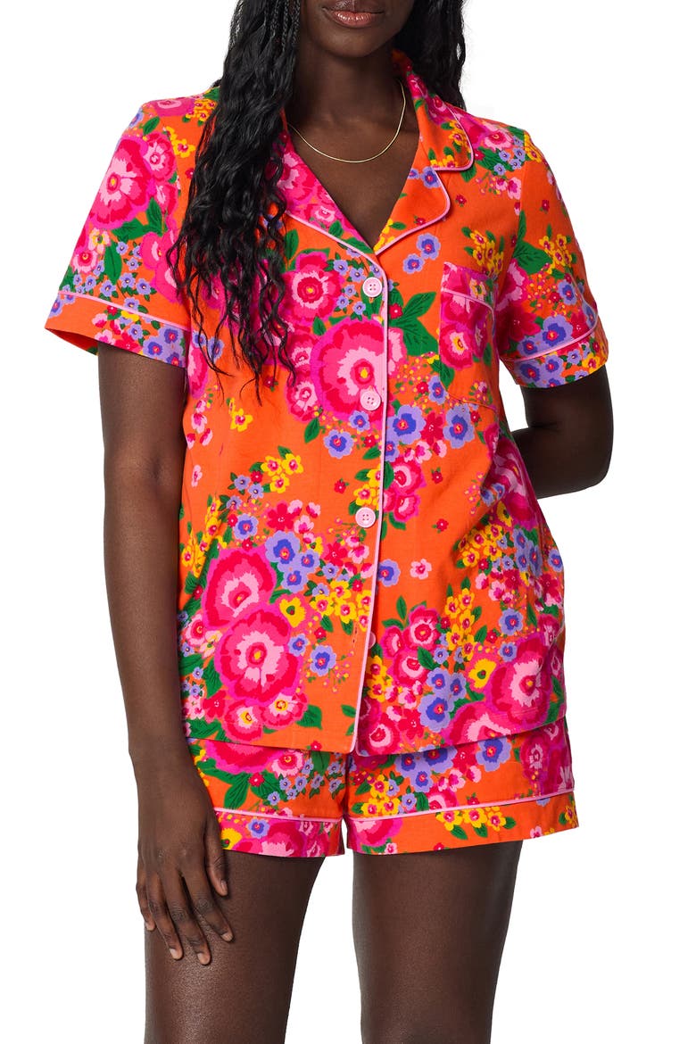 Print Stretch Organic Cotton Short Pajamas, Main, color, RAVELLO BLOOMS