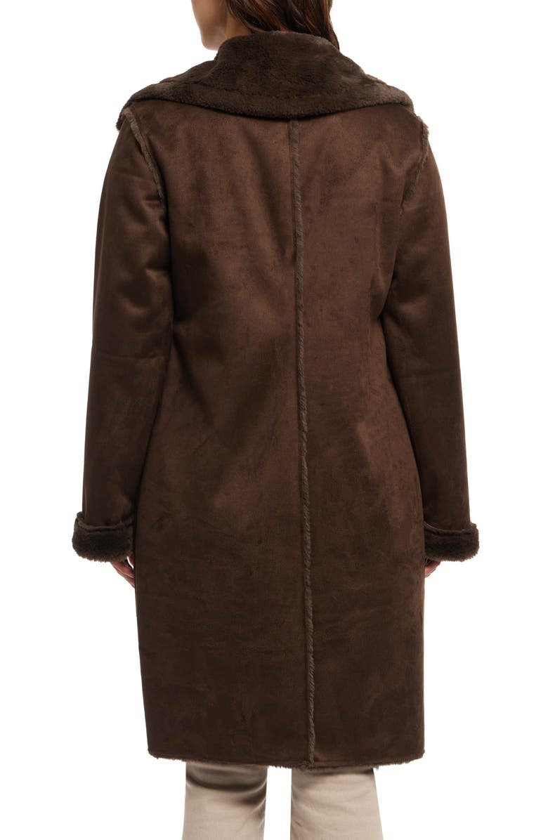 NVLT Faux Fur Trim Faux Suede Jacket, Alternate, color, Espresso