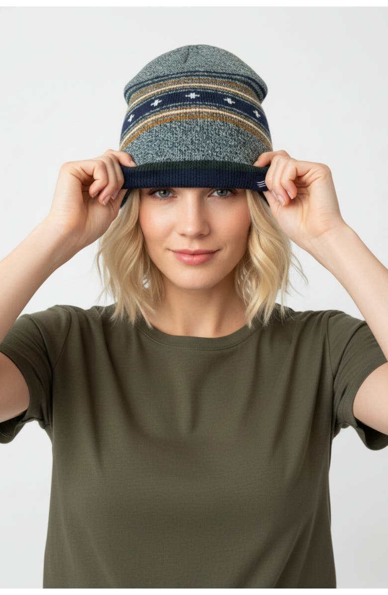 United By Blue The Merino Wool Slouchy Modern Fair Isle Beanie, Alternate, color, Teal