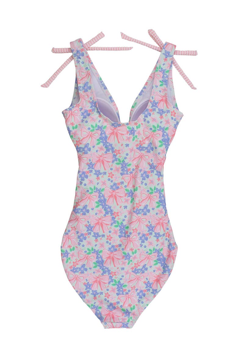 UPF50+ Women's Bow V-Neck One Piece Swimsuit, Alternate, color, Bow Blooms