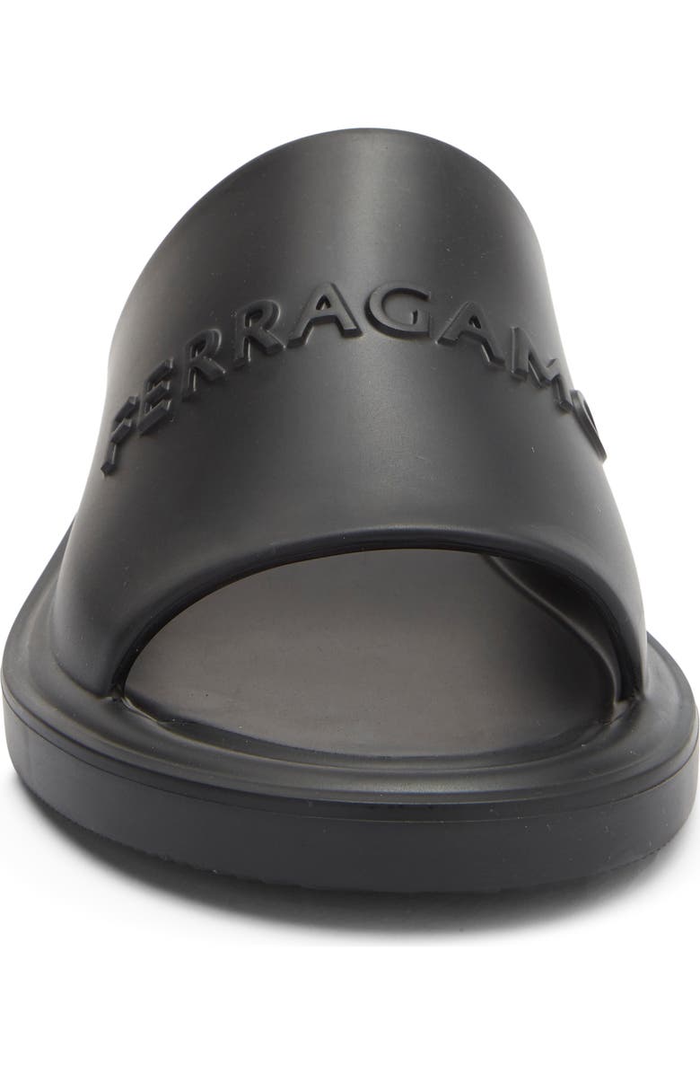 FERRAGAMO Giuneva Logo Embossed Slide Sandal, Alternate, color, Black