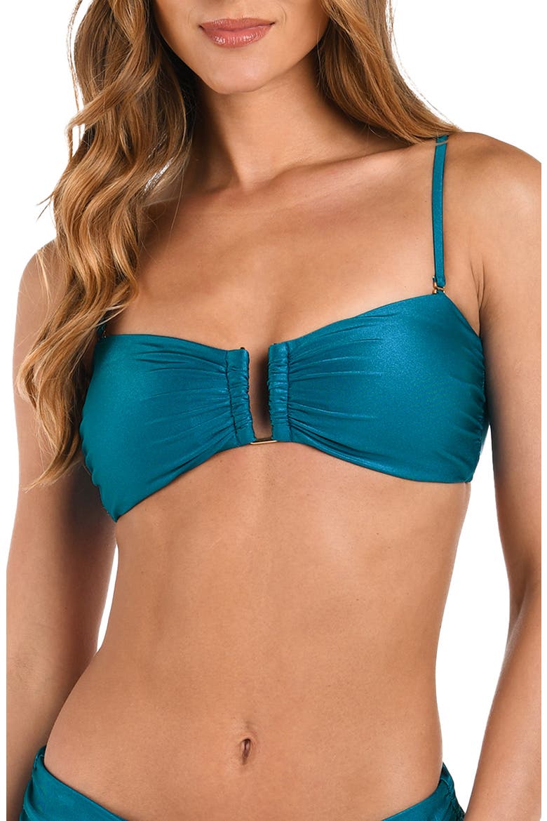 Krysta Metallic Bandeau Bikini Top, Main, color, VIRIDIAN