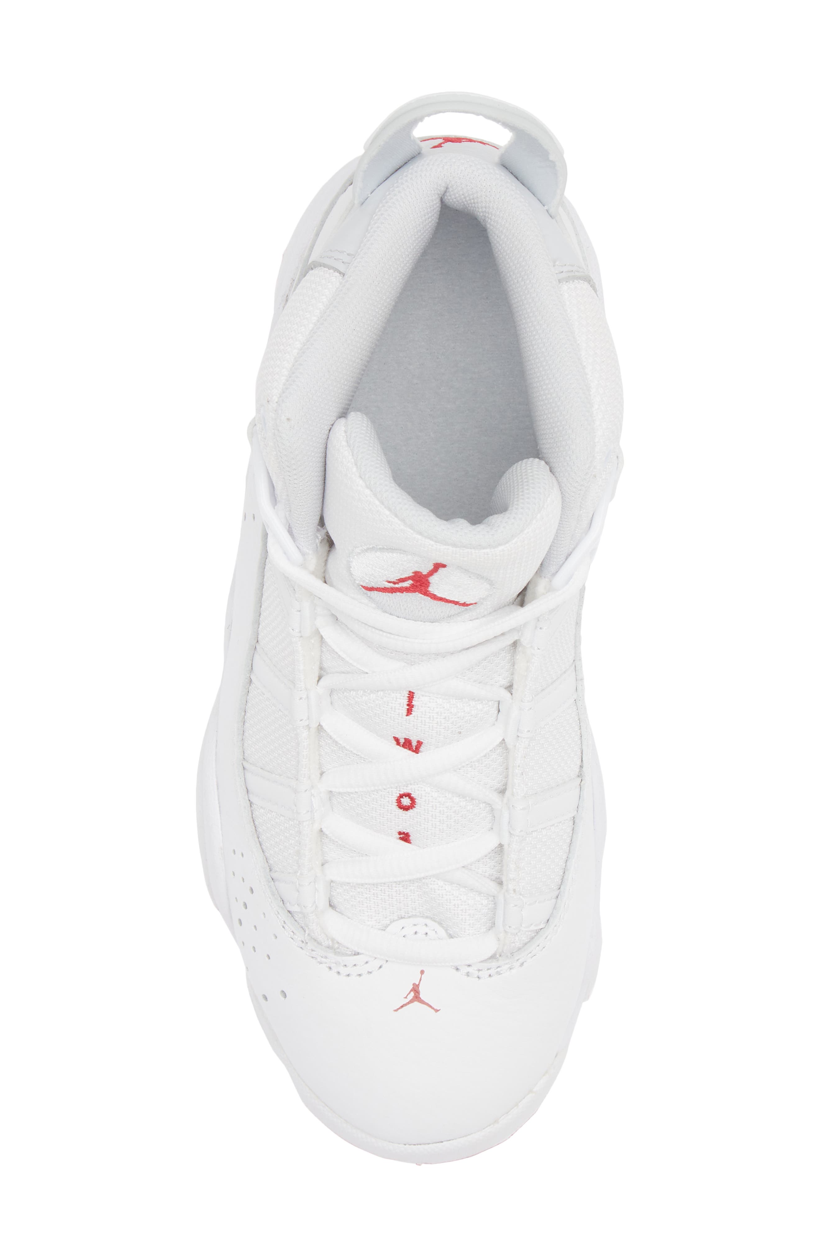 Kids' Jordan 6 Rings High Top Sneaker, Alternate, color, WHITE/ HIBISCUS/ PLATINUM