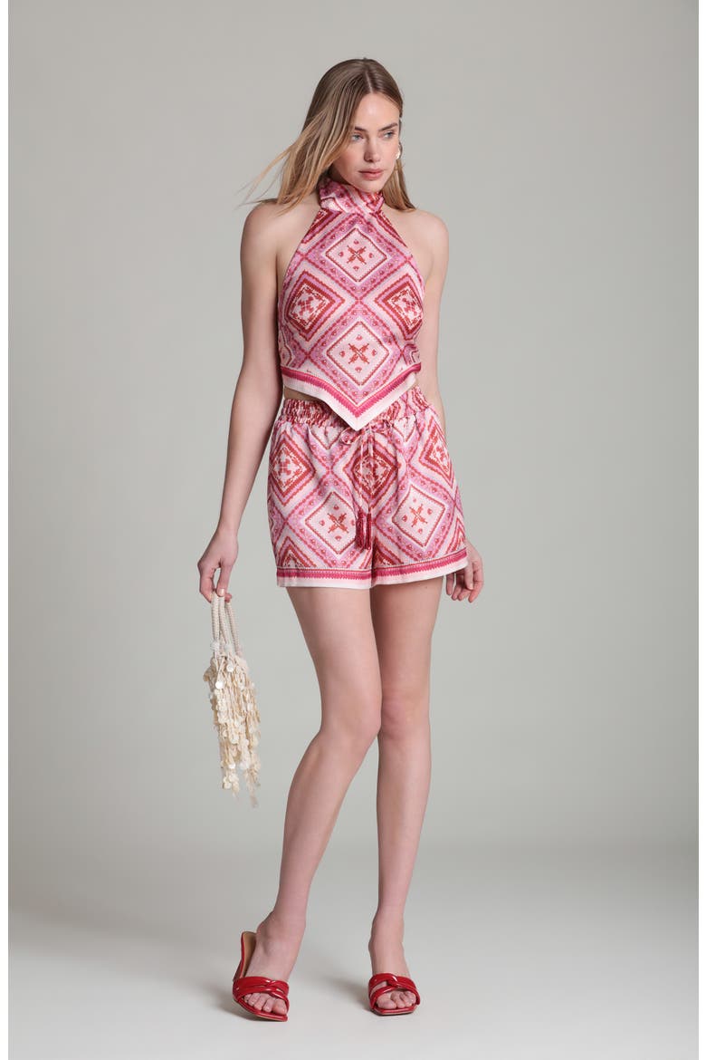 Print Tie Waist Shorts, Alternate, color, LOBSTER PEARL