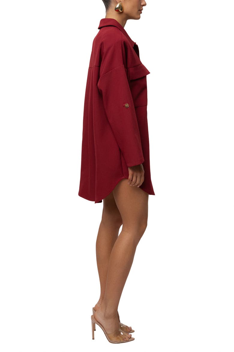 Downtime Collared Shirt Dress, Alternate, color, Burgundy