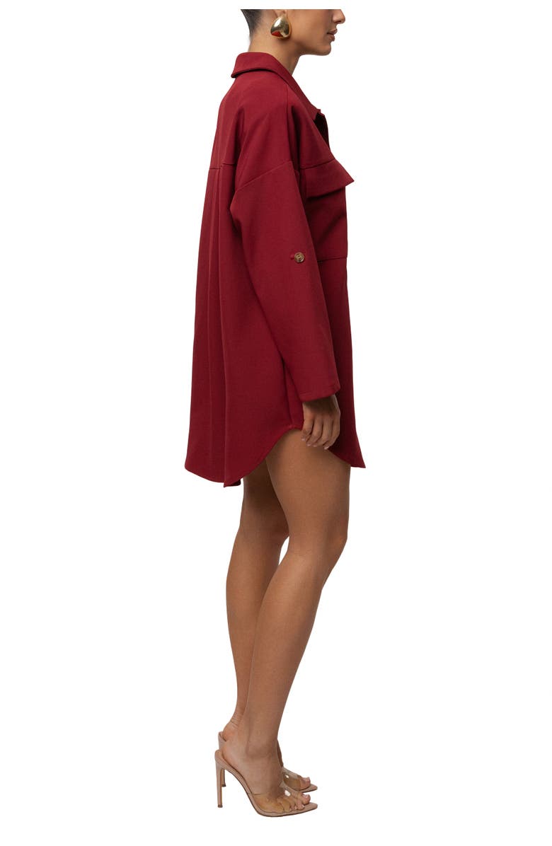 JLUXLABEL Downtime Collared Shirt Dress, Alternate, color, Burgundy