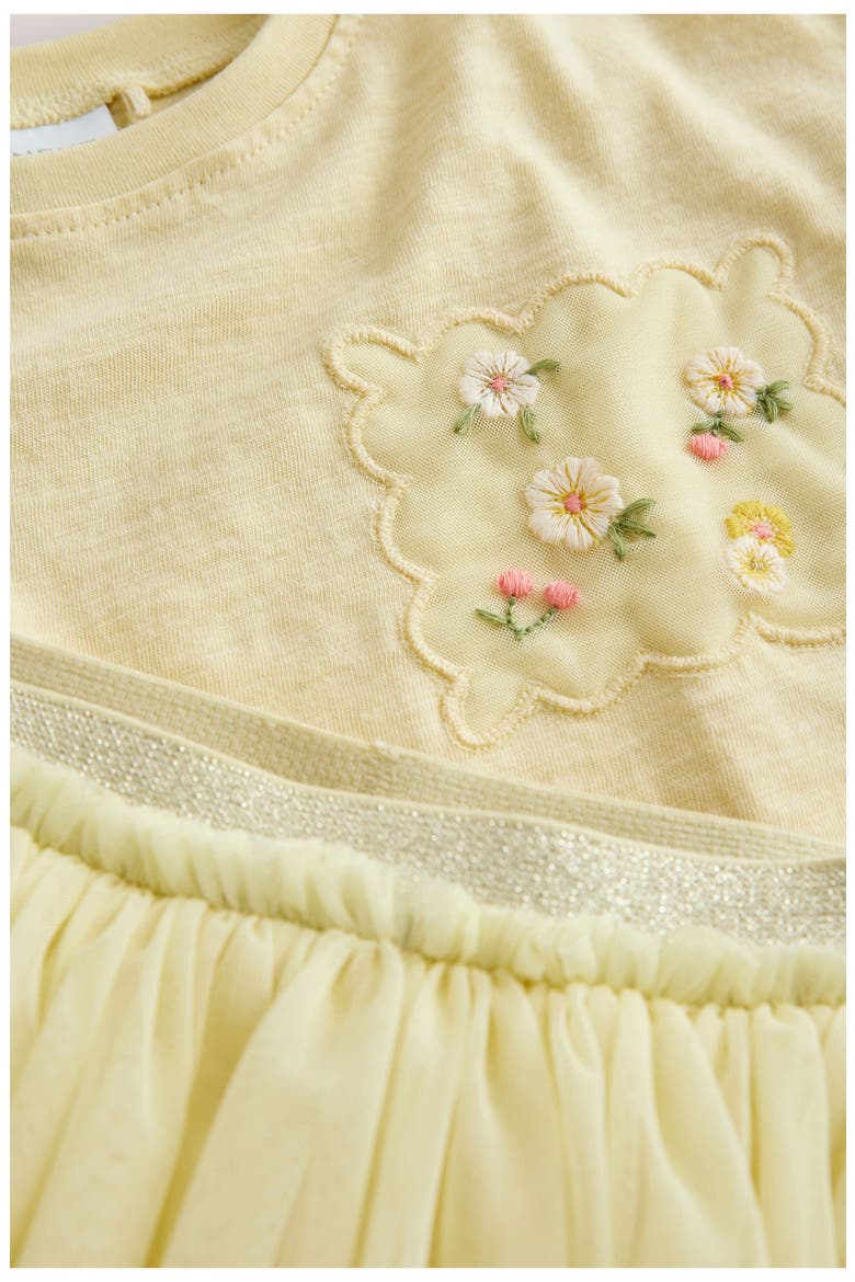 Kids' Flower Embroidered Ruffle Sleeve Shirt & Tulle Skirt Set, Alternate, color, YELLOW