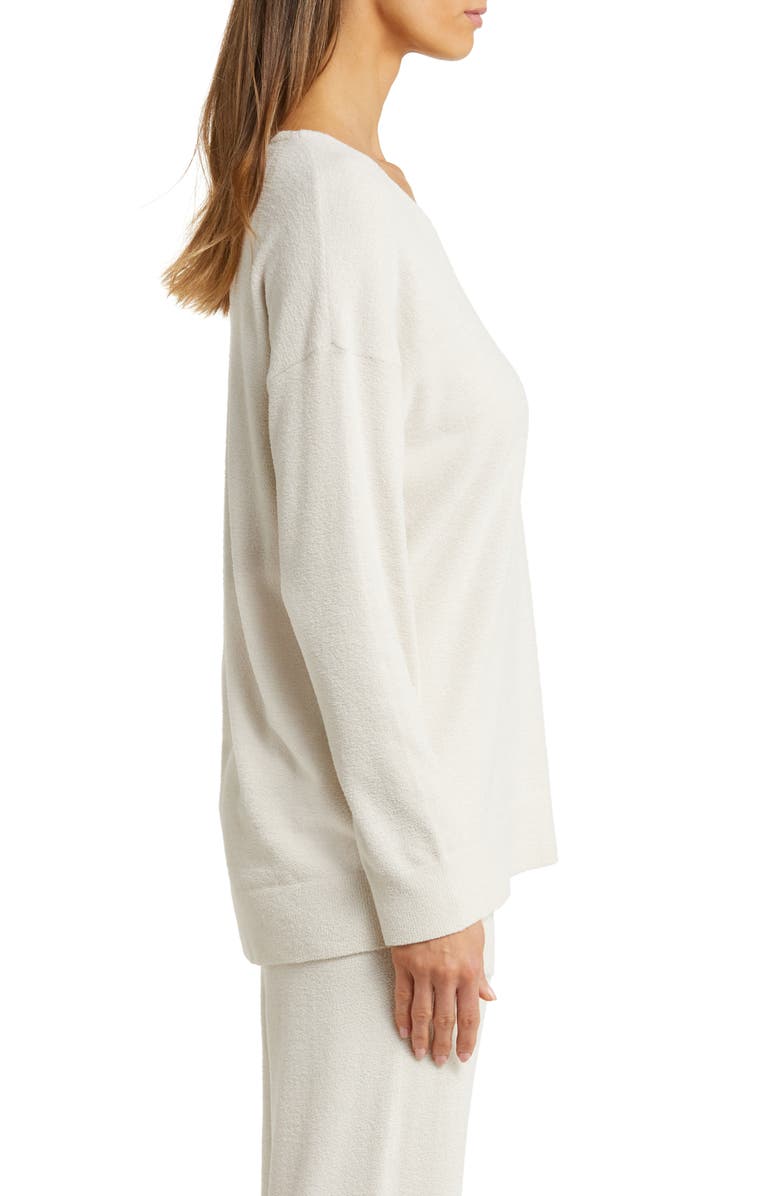 Barefoot Dreams<sup>®</sup> High-Low Hem V-Neck Pajama Pullover Sweater, Alternate, color, Almond