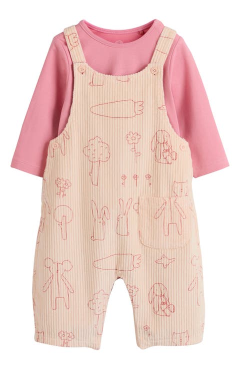 T-Shirt & Print Corduroy Overalls Set (Baby)