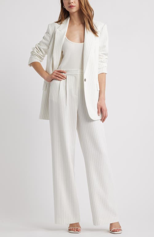 Open Edit The Icon Trousers In Ivory - Grey Celeste Pinstripe