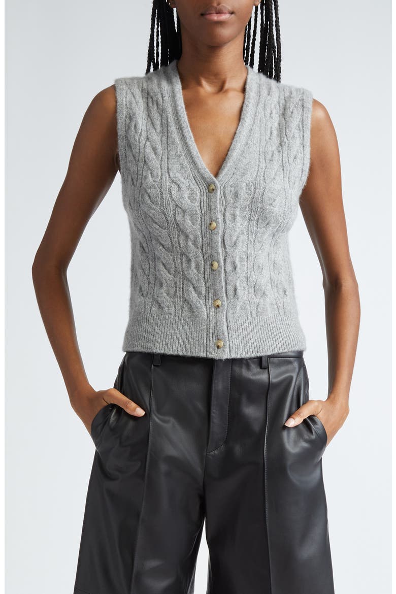 Cable Wool Blend Sweater Vest, Main, color, H SILVER DUST