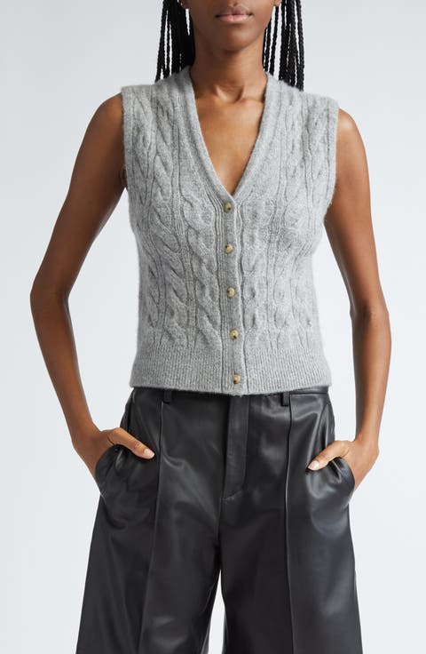 Cable Wool Blend Sweater Vest