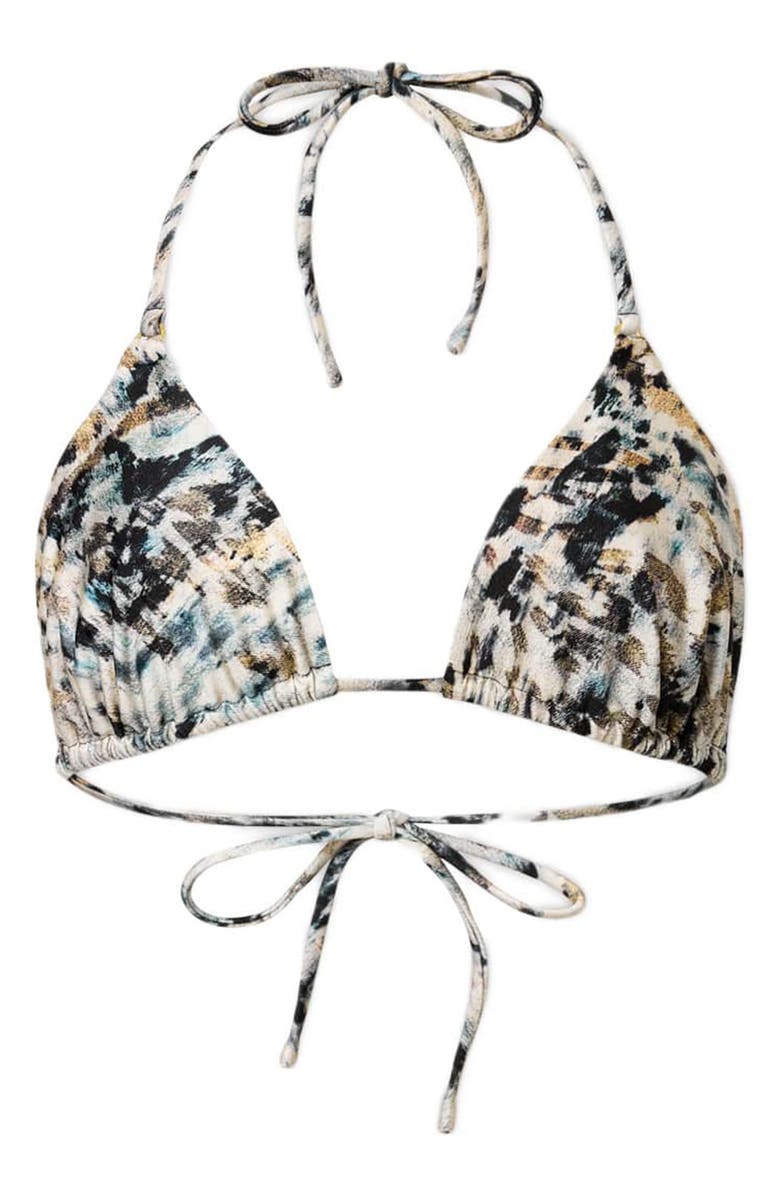 AllSaints Saph Print Triangle Bikini Top, Alternate, color, Canter Fawn Brown