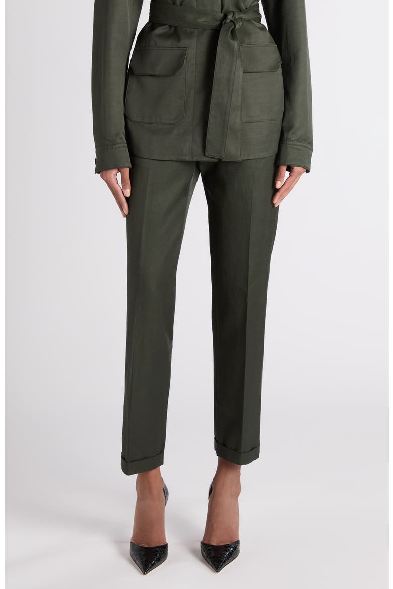 Twill Chino Ankle Pants, Main, color, DARK PINE