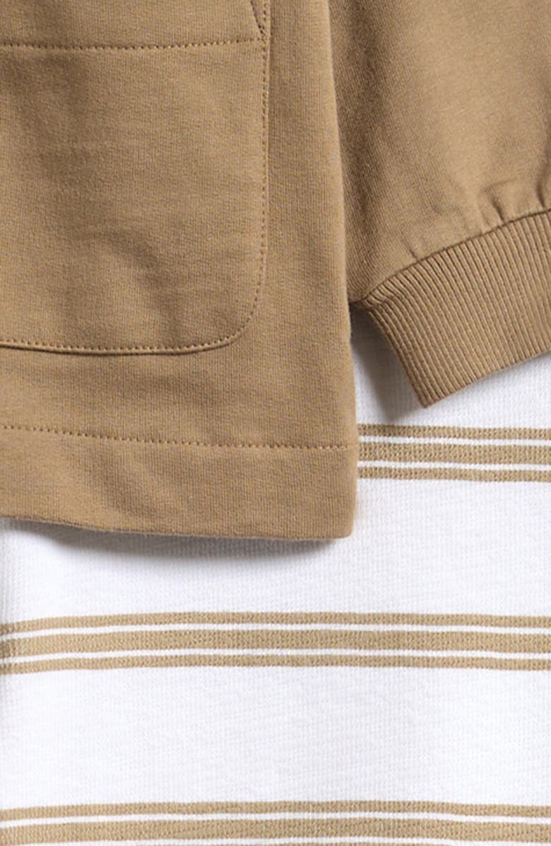 NEXT Kids' Jersey Jacket, Stripe T-Shirt & Jogger Set, Alternate, color, Tan