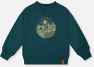 Deux par Deux Fleece Crew Neck Line Graphic Sweatshirt