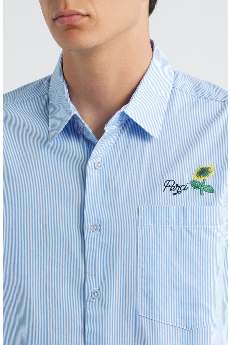 Sunflower Stripe Cotton Button-Up Shirt, Alternate, color, BLUE STRIPE