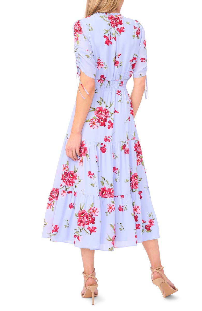CeCe Floral Tiered Dress, Alternate, color, Windsurfer