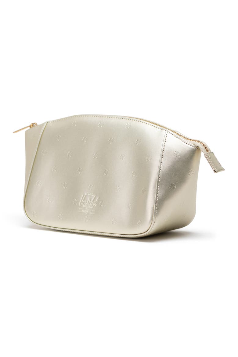 Milan Toiletry Bag, Alternate, color, CHAMPAGNE METALLICFLORALDEBOSS