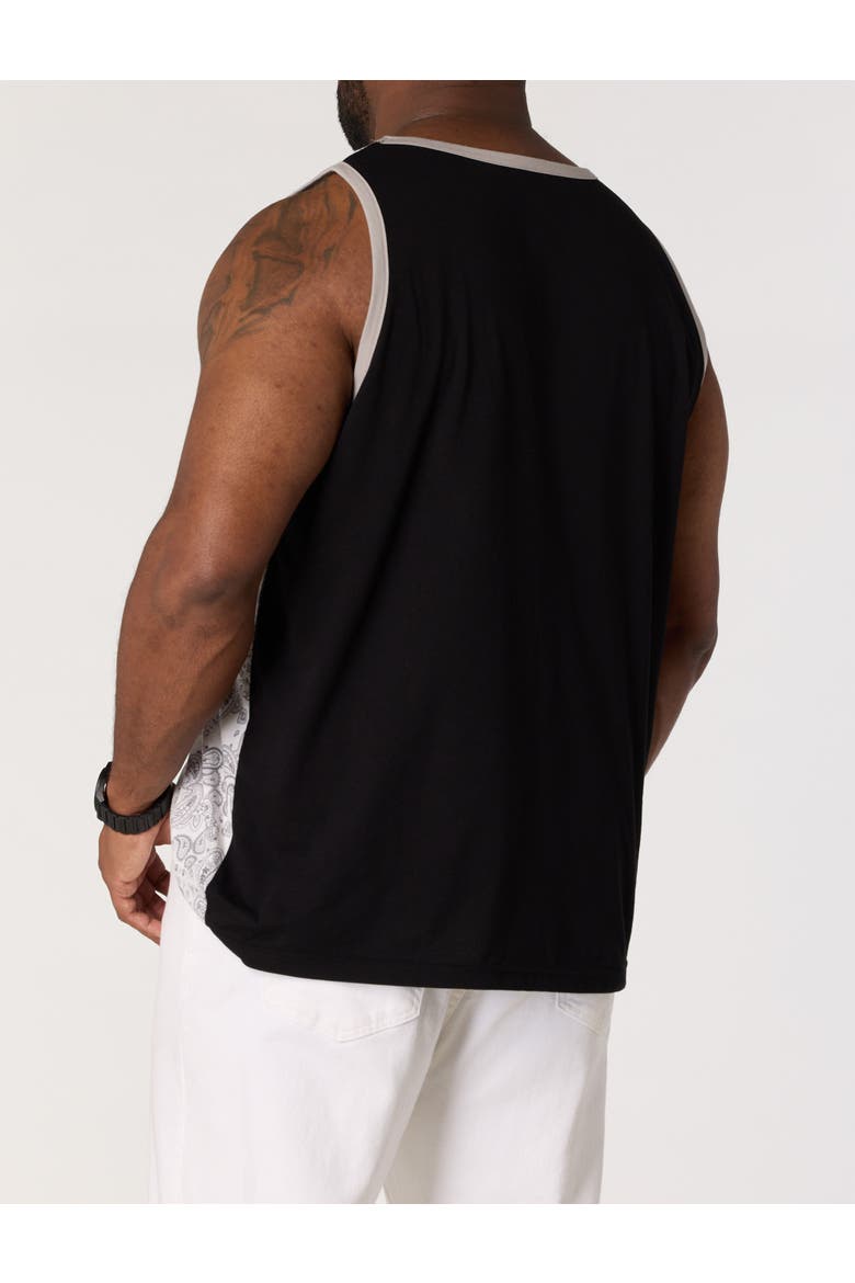 Big & Tall Paisley Print Sleeveless T-Shirt, Alternate, color, BLACK