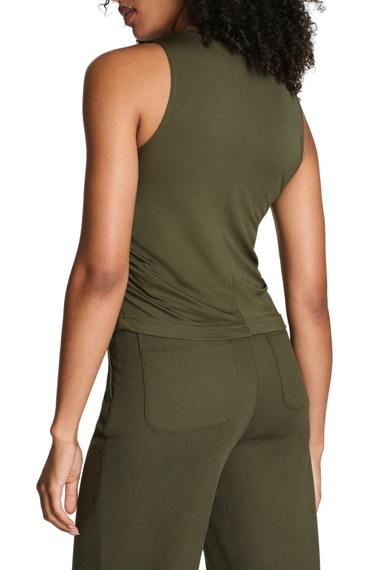Sleek Ruched Jersey Tank Top, Alternate, color, DARK PINE
