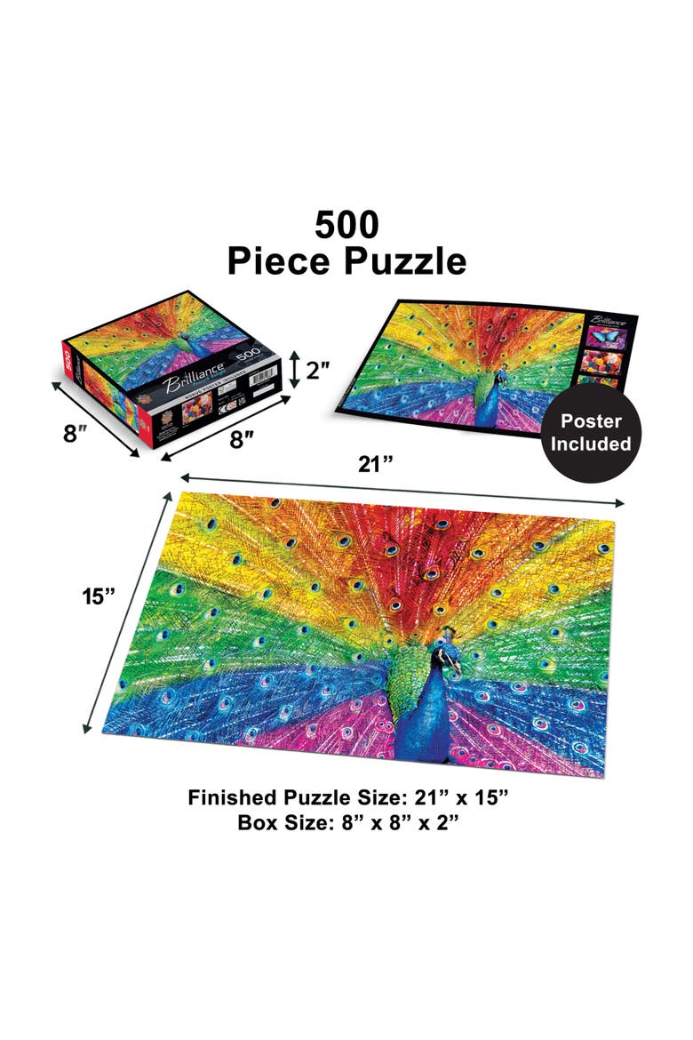 Peacock Delight 500 Piece Jigsaw Puzzle, Alternate, color, Multicolor