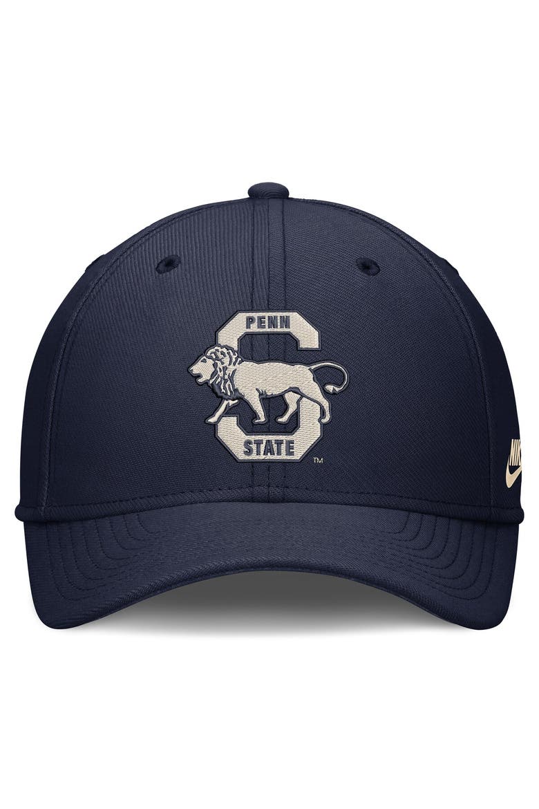 Men's Nike  Navy Penn State Nittany Lions Dri-FIT Vintage Rise Swooshflex Flex Hat, Alternate, color, Navy