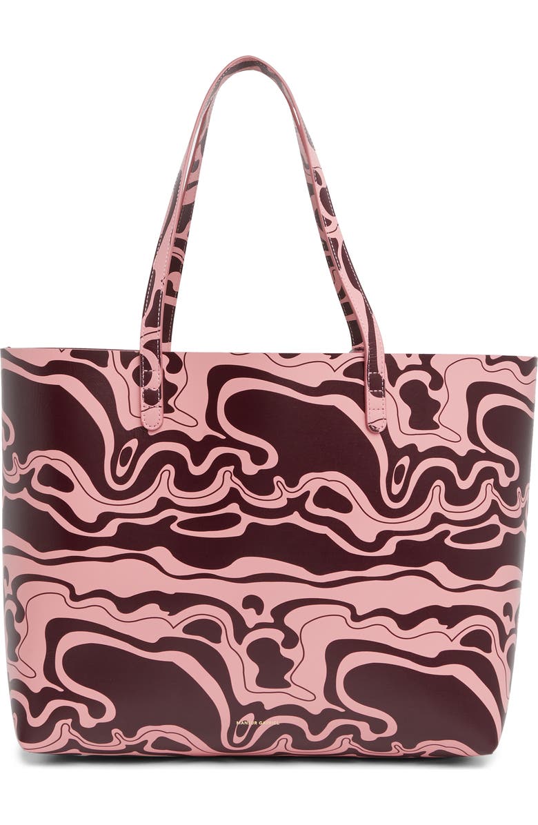 Mansur Gavriel Large Leather Tote, Main, color, Flamingo/ Plum