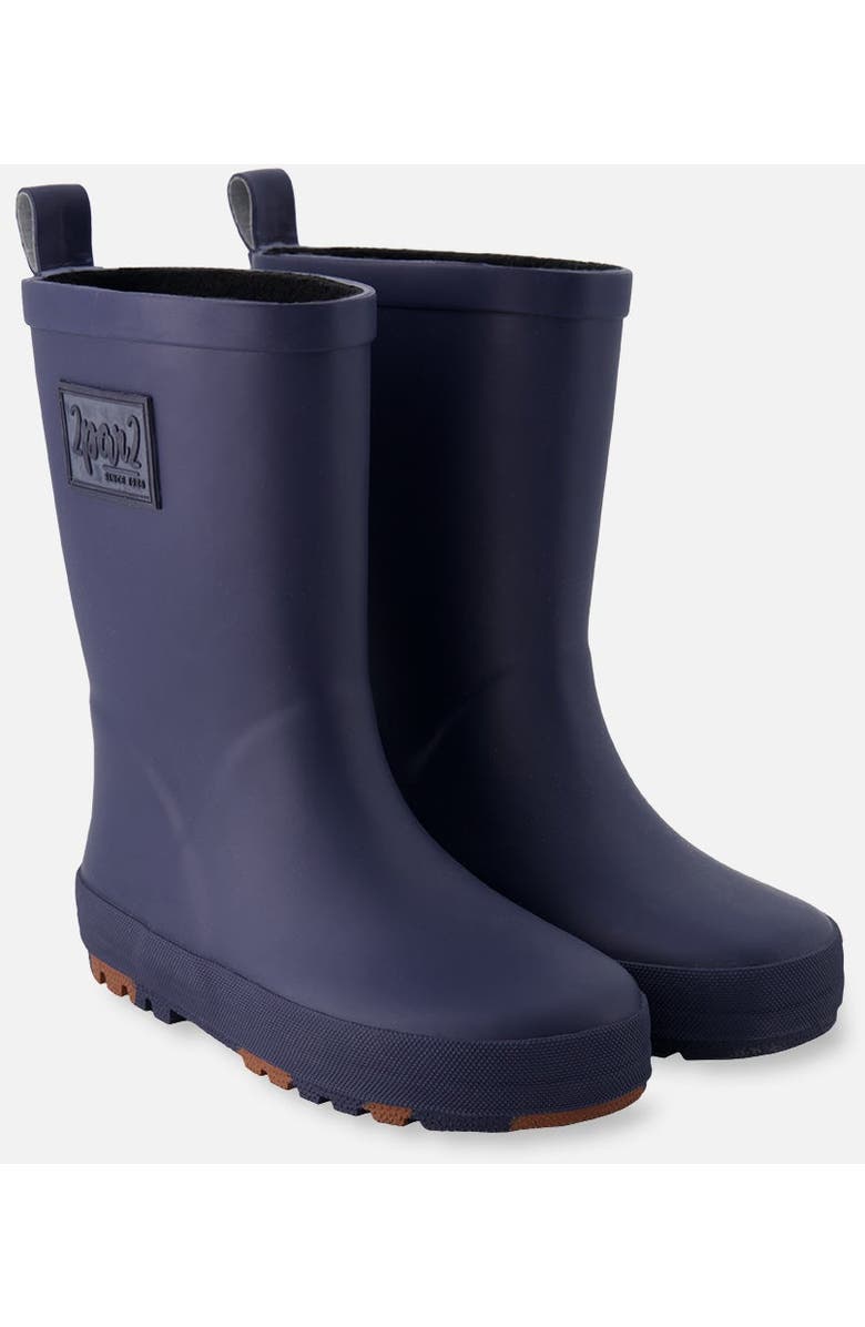 Deux par Deux Boy Waterproof Rain Boots in Natural Rubber, Main, color, Navy Blue