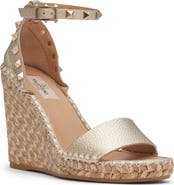 Valentino Garavani Rockstud Metallic Espadrille Wedge Sandal