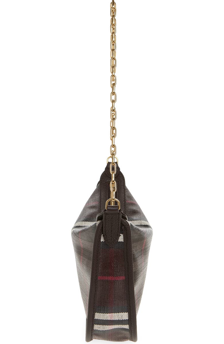 Burberry Mini Highlands Check Coated Canvas Shoulder Bag, Alternate, color, Mahogany