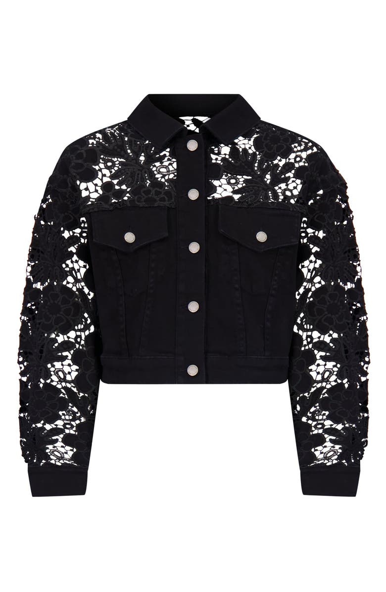 The Noli Shop Celeste Jean Jacket, Main, color, Black