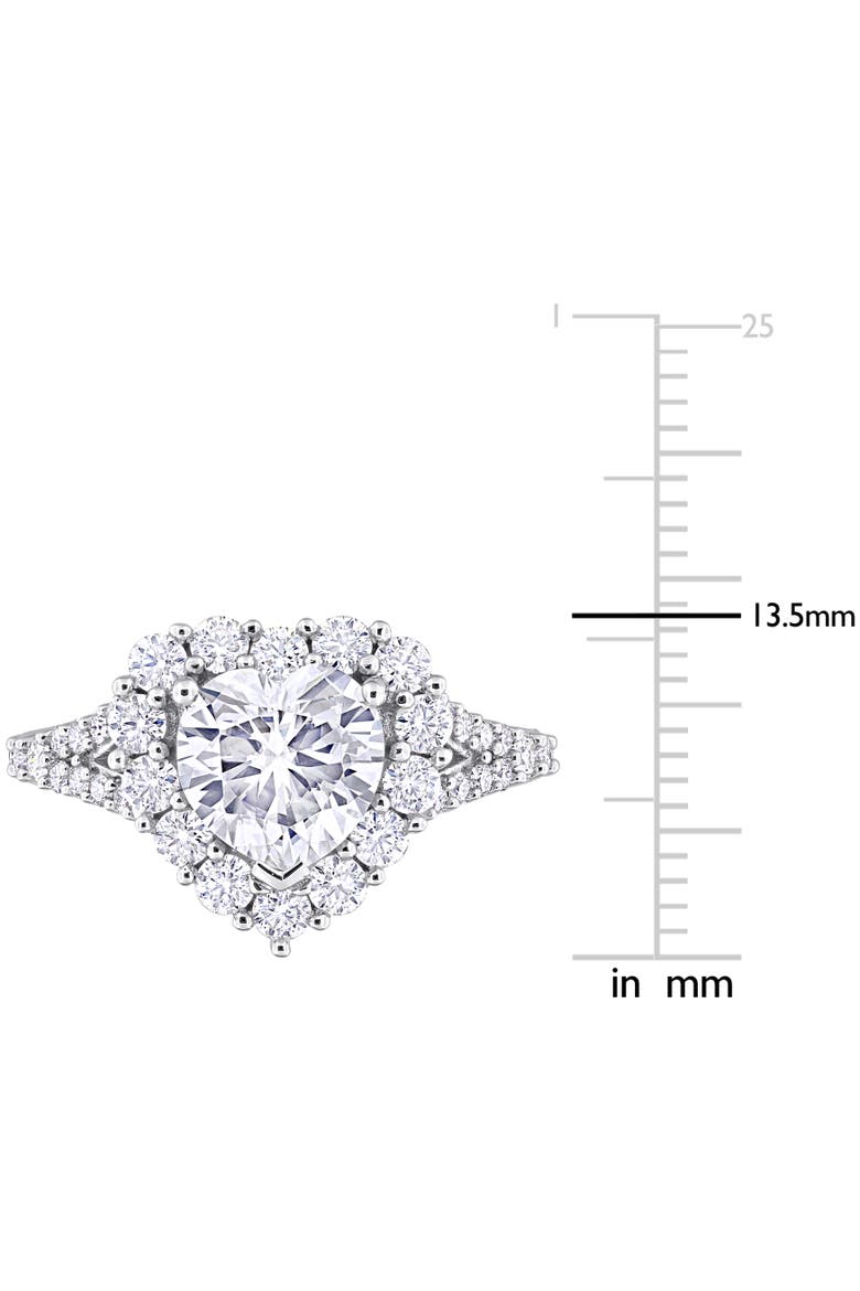 3ct D.E.W. Moissanite Heart Halo Ring, Alternate, color, Sterling Silver