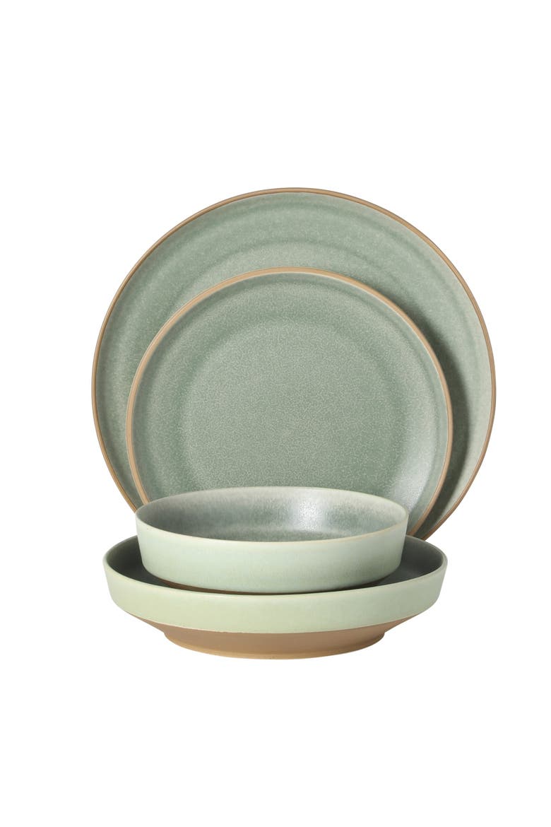 Octavia Place 16-Piece Coupe Reactive Glaze Stoneware Dinnerware Set, Alternate, color, Green