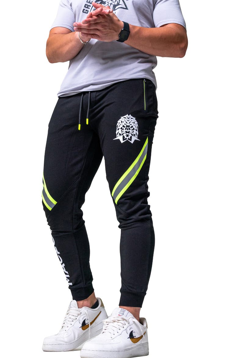 Lightening Black Stretch Cotton Joggers, Alternate, color, BLACK