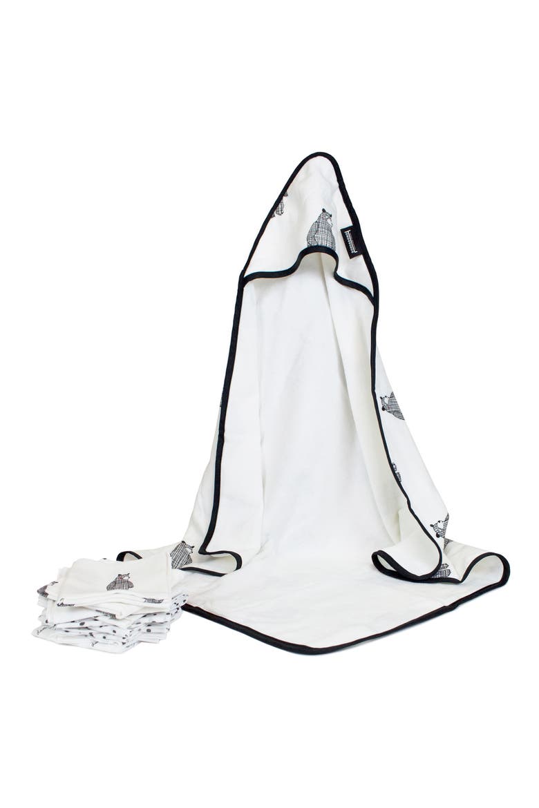 Hooded Towel & Muslin Cloth Set, Alternate, color, BIG BEAR