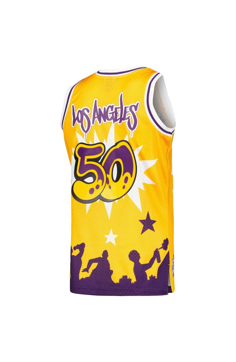 Mitchell & Ness Men's Mitchell & Ness x Tats Cru Gold Los Angeles Lakers Hardwood Classics Fashion Jersey, Alternate, color, Gold
