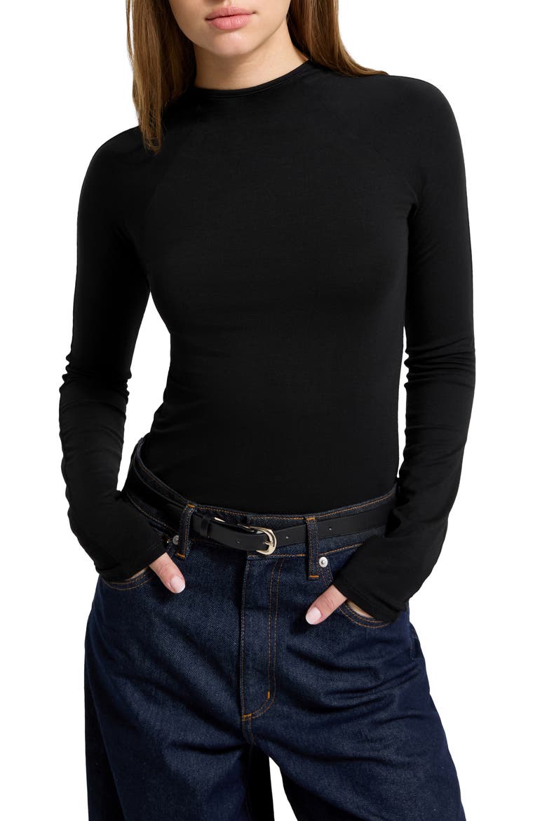 Minetta Stretch Jersey Top, Main, color, BLACK