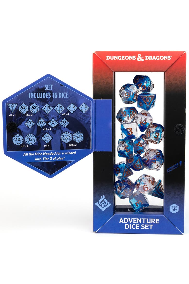 D&D Adventure Dice Wizard Blue, 16Pc Rpg Die Set, Alternate, color, Blue