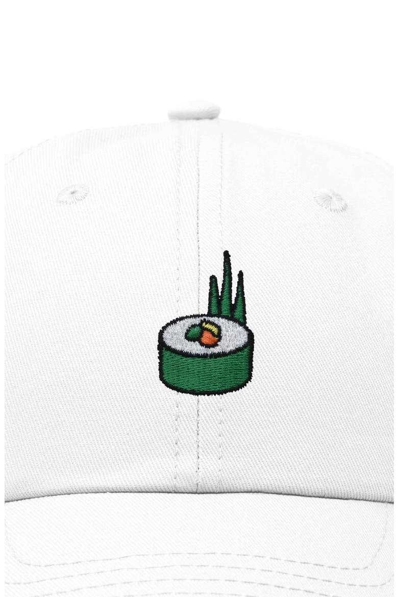 Sushi Roll Embroidered Dad Hat, Alternate, color, White