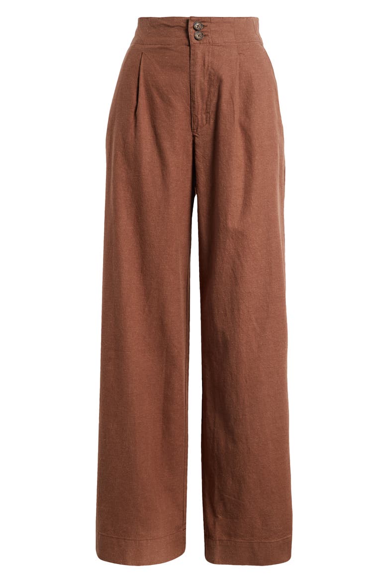 Flora High Waist Hemp Blend Pants, Alternate, color, PINECONE