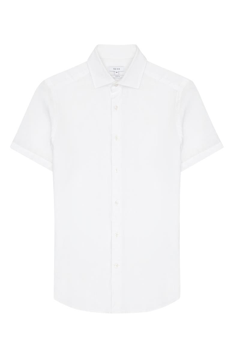 Reiss Holiday Short Sleeve Linen Button-Up Shirt, Alternate, color, 