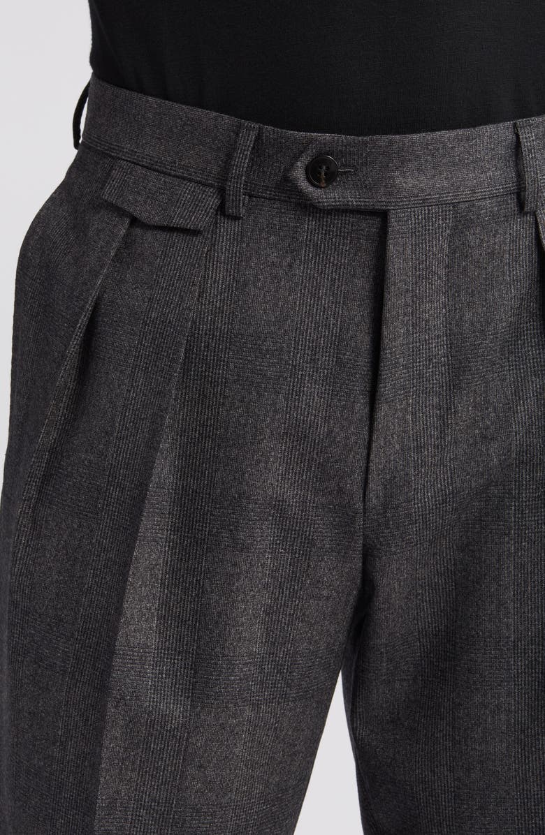 BOSS Camel Port Pleated Plaid Wool Dress Pants, Alternate, color, 