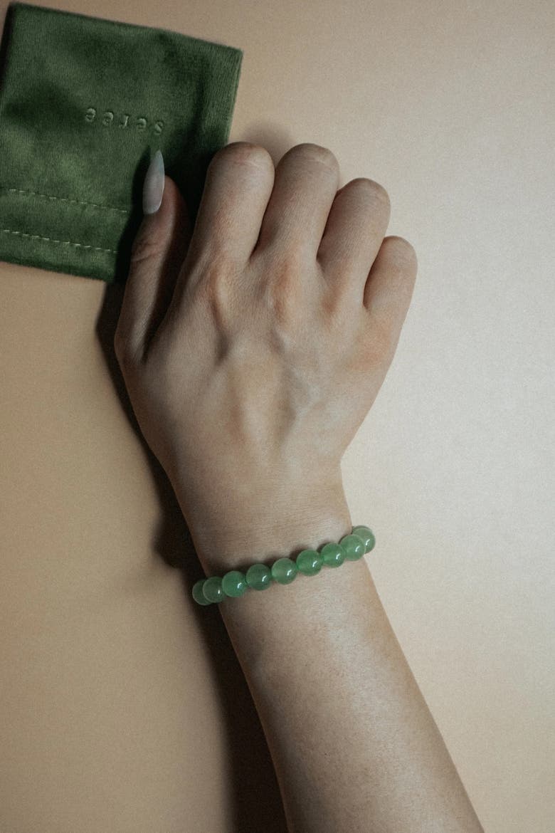 Manifest Luck Jade-Green Aventurine Beaded Bracelet, Alternate, color, Green